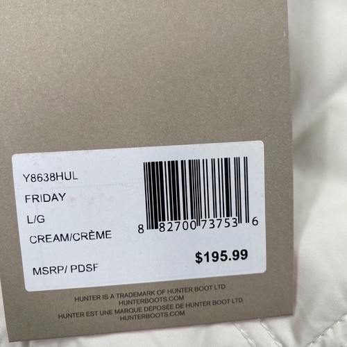 Hunter Full Zip Belted Quilted Puffer Coat Jacket Packable Women's Size L Cream - Bild 7 von 9