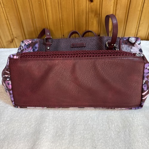 Sakroots Burgundy Floral Double Strap Shoulder Bag Purse Crochet & Charm - Picture 5 of 8
