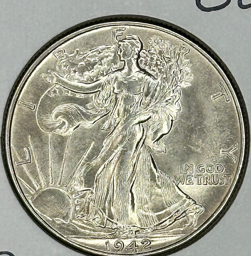 1942 Walking Liberty Silber Half Dollar UNC GEM PQ MS+++ - Bild 3 von 4