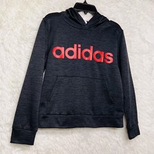 adidas Boys Size S/P/CH 8 Charcoal Gray Hooded Sweatshirt