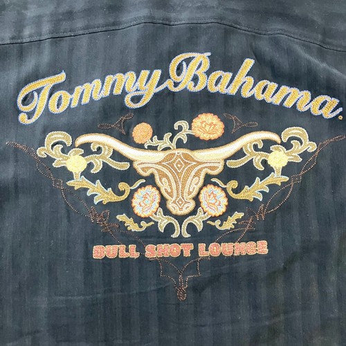Tommy Bahama Shirt Mens Small Black Silk Bull Shot Lounge Camp Pocket Hawaiian - Picture 9 of 9