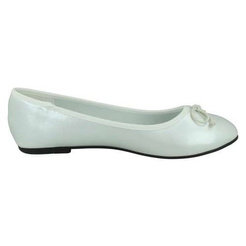 Mujer Spot On Blanco o Negro Zapatos Dolly sin Cierres con Lazo : F8R0397 - Imagen 7 de 19