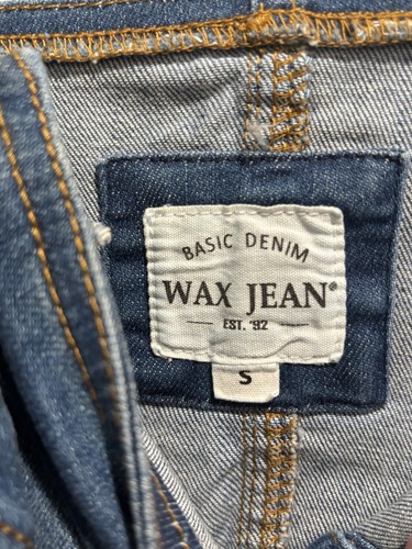 Wax Jean Overalls Mini Dress Sz S Light Wash Stretch Denim Romper Skirt Raw Hem - Bild 3 von 5