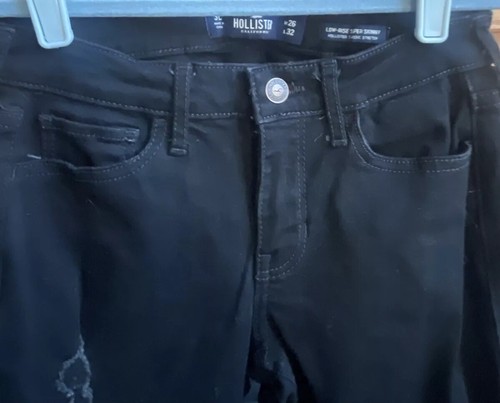 Hollister Size 3L W26 L32 Low-Rise Super Skinny Stretch Jeans Black Womens NWOT - Picture 5 of 12