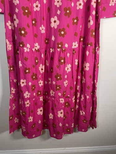 Tuckernuck Hampton House Hot Pink Floral Maxi Midi Dress Sz L Cotton Tiered NEW - Picture 9 of 22