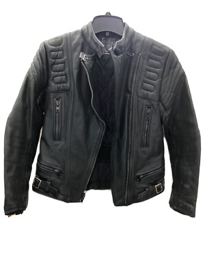 Vintage 1980's,  black German Leather, Cafe racer, Motorcycle Jacket, size 38