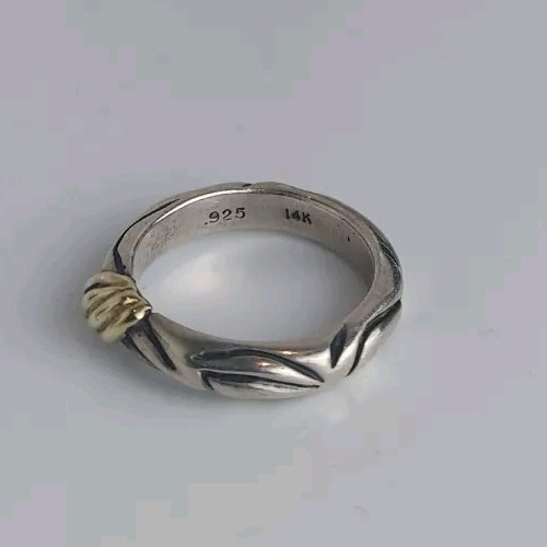 Gabriel & Co. 925 Sterling Silver & 18k Gold Accents Ring Sz: 7.5 - Picture 7 of 12
