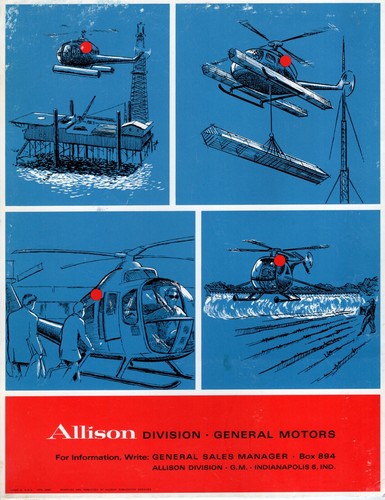 Helicóptero Allison Turboshaft 1965 Folleto Póster Publicidad de Aviación - Imagen 2 de 4