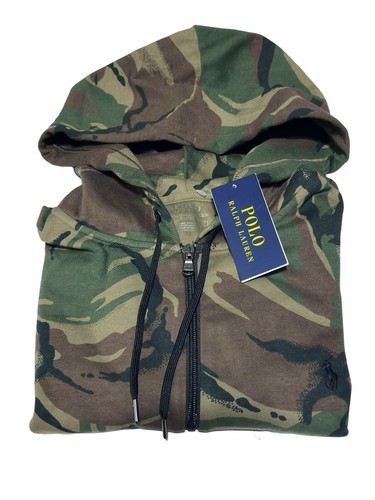 Hombre Polo Ralph Lauren Cremallera Completa Sudadera con Capucha Chaqueta Camuflada DOBLE PUNTO Talla M Nuevo con Etiquetas - Imagen 2 de 5