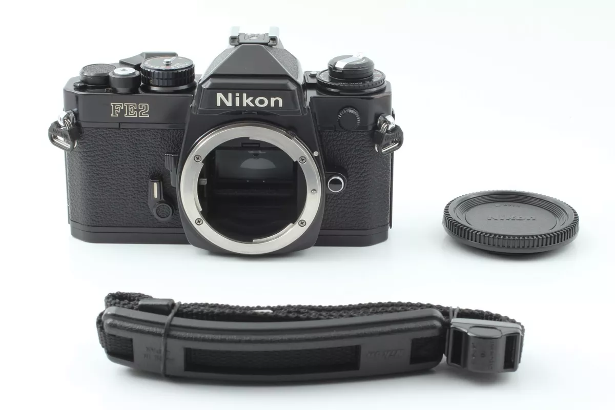 【Mint Titanium Shutter】 NIKON FE2 Black Film Camera MF-16 From Tokyo Japan