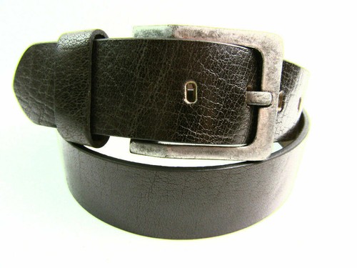 PrimeHide Homme Haute Qualité Complet Véritable Cuir Brun Ceinture Argent Boucle - Picture 2 of 12