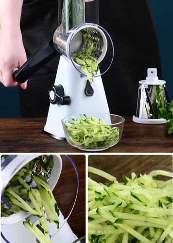 Reibemühle Käsereibe Salatschneider Slicer Reibe Gemüsehobel mit 3 Trommeln DE. - Bild 5 von 23