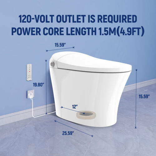 HOROW bidet Smart Toilet Upgraded Bidet Tankless Automatic Auto Open/close Lid - Picture 20 of 36