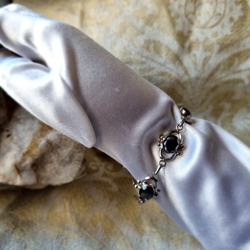 Demi Parure Vintage Argent Sterling Serti Hématites Bracelet Et Clips D'oreilles - Imagen 3 de 15