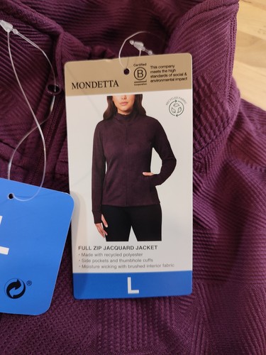 Mondetta Damen Jacquard durchgehender Reißverschluss feuchtigkeitsableitende Jacke lila Large - Bild 3 von 4