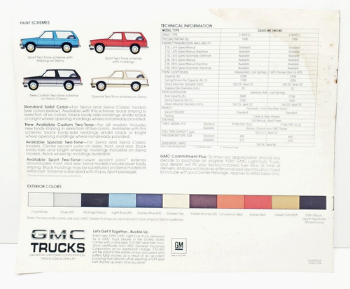 1985 GMC S-15 Jimmy 8-page Original Sales Brochure Catalog - Bild 2 von 5