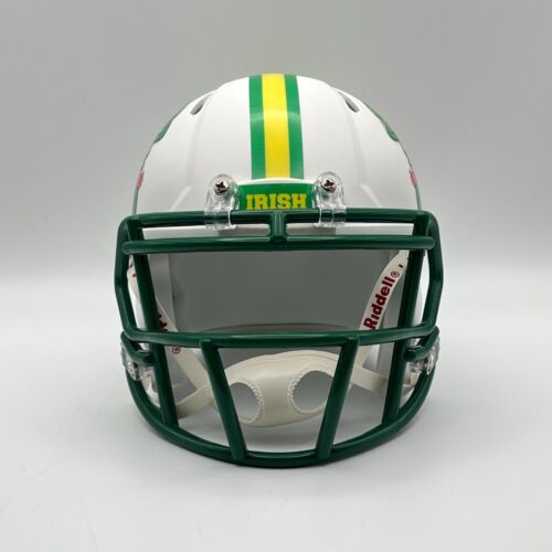Notre Dame Fighting Irish CUSTOM Matte White Tough Leprechaun Mini FB Helmet - Picture 2 of 3