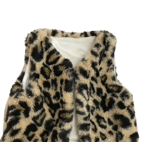 Girls Size 5/6 Sleeveless Faux Fur Vest Animal Print - Picture 2 of 6