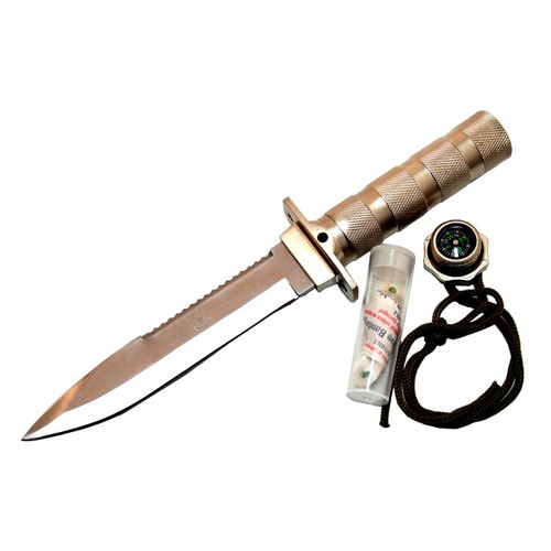 New Heavy Duty 10.5" Stainless Steel Blade Survival Knife with Sheath W/ Compass - Picture 2 of 3
