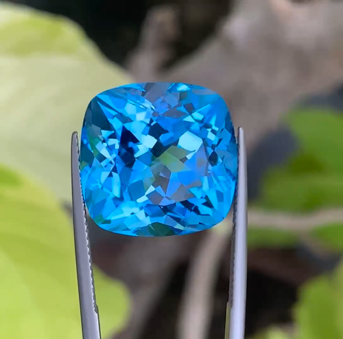 30,37 Ct Bellissimo Topazio a Forma di Cuscino Blu Elettrico Pietre Preziose Sciolte dal Brasile - Video 1 di 1