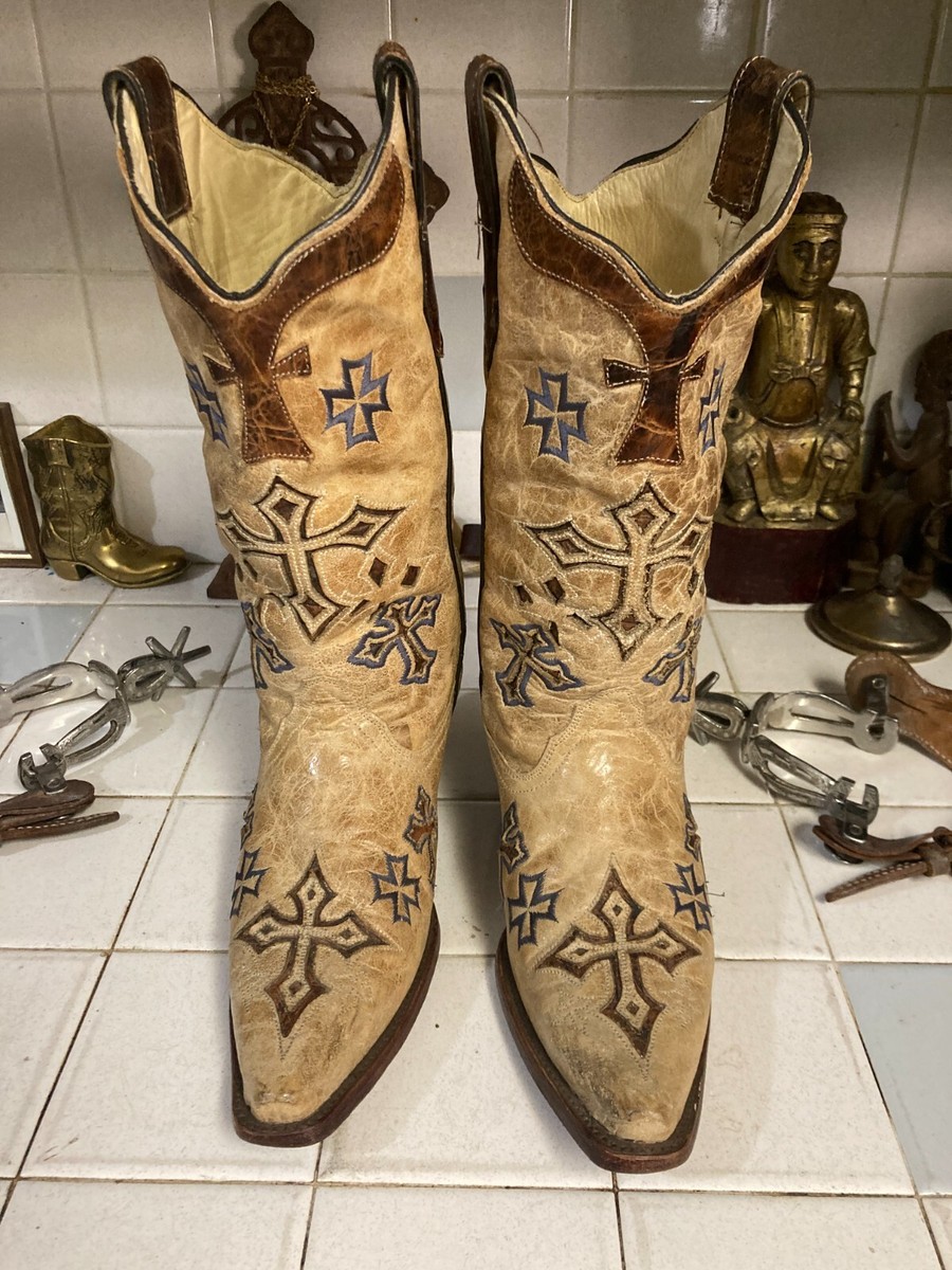 Corral Cross Vintage Two Tone Brown Snip Toe Western Cowgirl  display picture 2