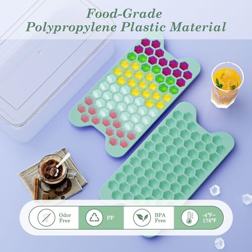 Small Ice Cube Tray for Freezer: FDDAI Easy Release Ice Cube Maker - Green - Bild 2 von 6