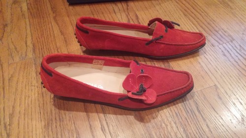 New Fieramosca & Co ITALY red Leather Suede Spiked SlipOn Shoe w/ flower 5.5 - Picture 3 of 9