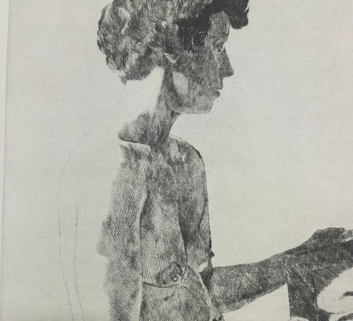 Original PHILIP KAPPEL Nude Woman PORTRAIT *The Book* Etching - Signed Listed - Picture 7 of 10