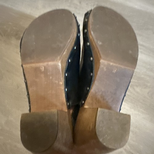 Kelsi Dagger Wedge Sandal 9 Black Leather Sling-Back Platform Shoes - Picture 5 of 5