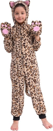 Sincere Party Kids Costume Fleece Cheetah &Cat Print Party Derss Up 2XL-12/14y
