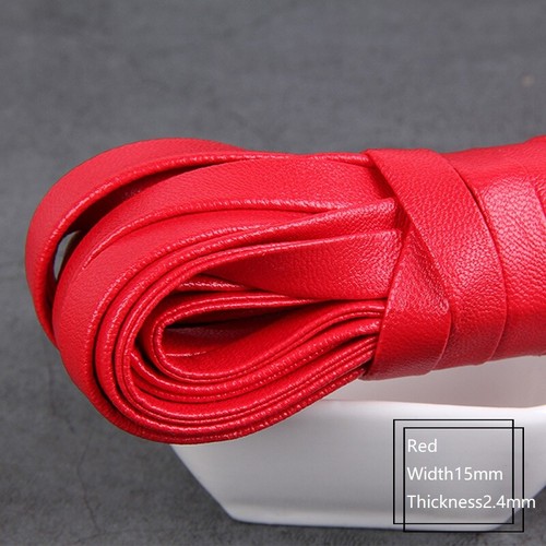 15mm Wide Faux Leather Trim 5M Soft PU Tape Ribbon Flat Folded Tape Strap Craft - Picture 19 of 44