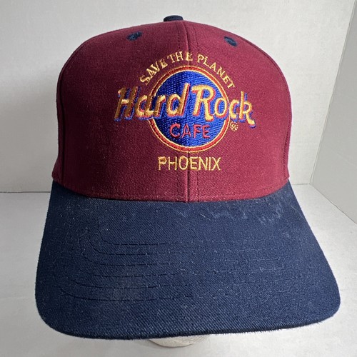 Vintage HARD ROCK CAFE "Save The Planet" Phoenix AZ Mütze Cap Snapback Burgundy - Bild 2 von 19
