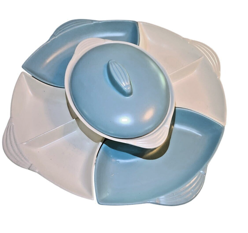 Vintage anni 50 Cali Pottery #220 Chip/Dip Lazy Susan - Foto 2 di 8