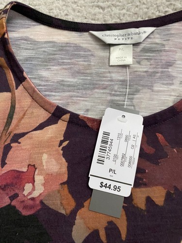 Christopher & Banks Women Floral 3/4 Flared Sleeve Crew Neck T-Shirt Petites PL - Picture 4 of 9
