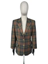 DAKS SIGNATURE LADIES TARTAN CHECK 100% WOOL BLAZER JACKET
