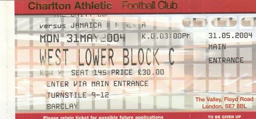 Ticket - Jamaica v Nigeria 31.05.04 Unity Cup @ Charlton Athletic