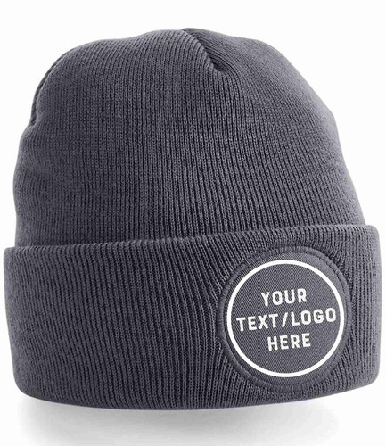 Custom Personalised Printed Beanie Thinsulate Round Patch Hat Name Logo Winter - Picture 5 of 20