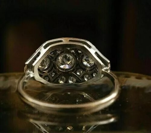 Art Deco Vintage Lab Created Diamant Antik Ring Verlobungsring in 925 Silber - Bild 2 von 7