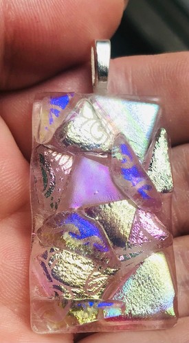 Handgefertigter dichroitischer Glasanhänger abstrakte Kunst - NYCGLASSART  - Bild 2 von 2