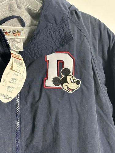 NEU Vintage Disney World Mickey Mouse blau Kapuze gefüttert Zip Jacke Jugend XL - Bild 8 von 16