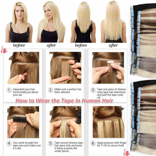 Seamless Tape in Human Hair Extensions Invisible Skin Wefts Premium Remy Hair USA - Bild 24 von 110