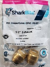 2-Pack Shark Bite 1/2" Brass End Stops for PEX / Copper / CPVC / PE-RT