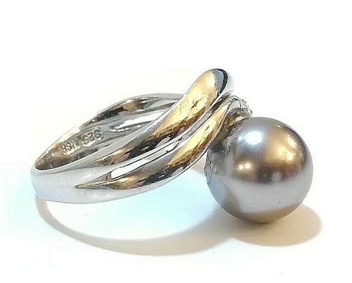 WUNDERSCHÖNER RING AUS 925 SILBER MIT PERLE UND SCHMUCKSTEINEN GR. 17,2 mm - Bild 3 von 5