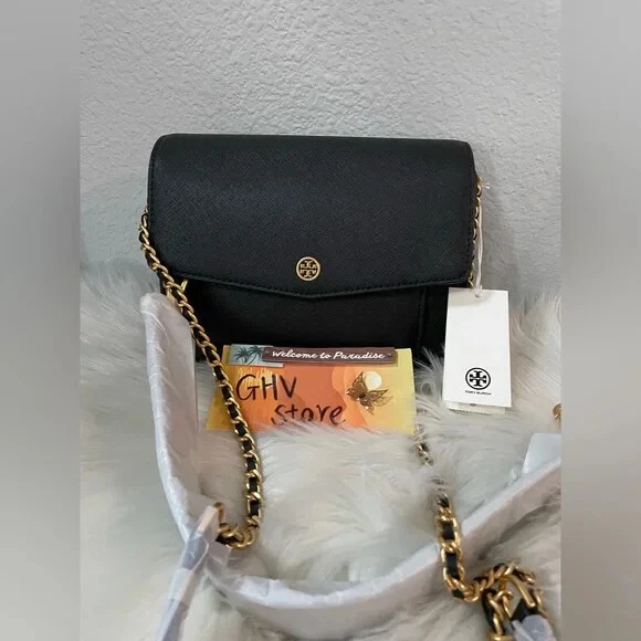 Borsa a tracolla convertibile nuova con etichette Tory Burch ROBINSON A COLORI A DOPPIO CINTURINO