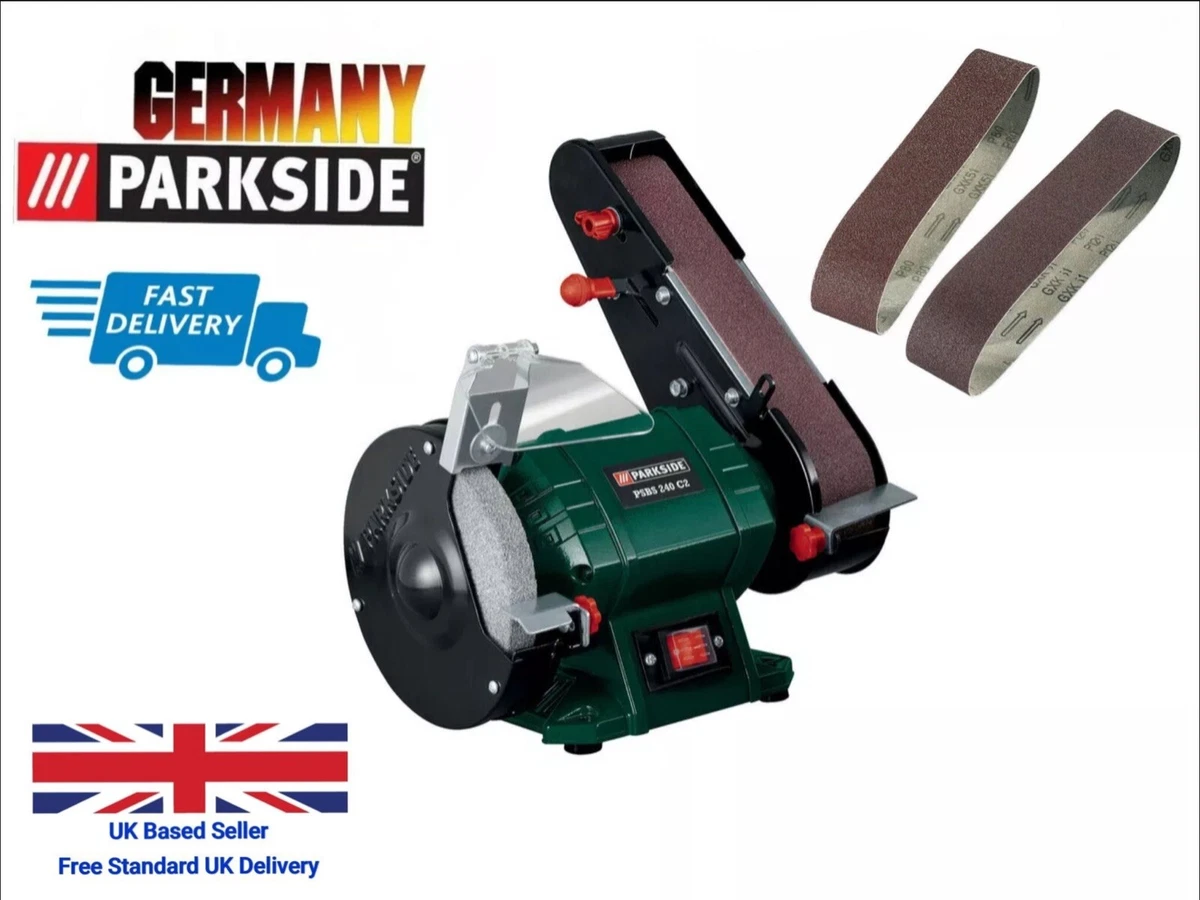Parkside Bench Grinder and Belt Sander working on metal wood and