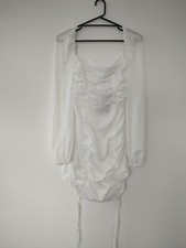 Pretty Little Thing ruched white dress Size 8 BNWT