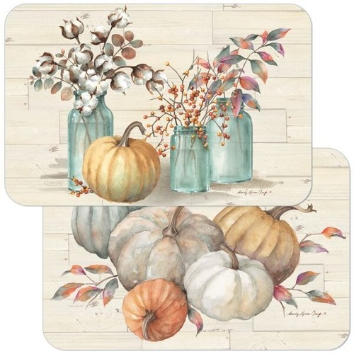 Pumpkin Time Fall Harvest Decofoam® Reversible Plastic Placemats Set of 4 - Imagen 1 de 2