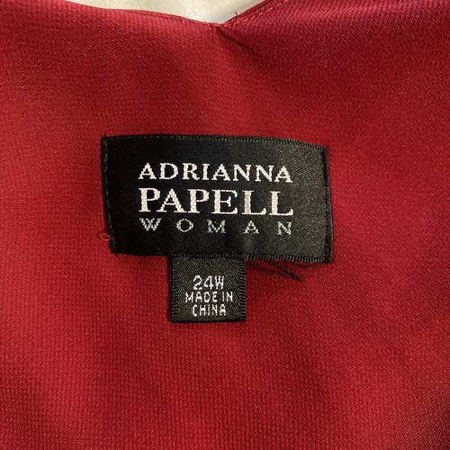 Adrianna Papell Womens Sleeveless Midi Party Dress Size 24W Red V-Neck Occasion - Picture 6 of 11