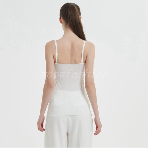 Women Silk Camisole Tops Seamless tank Tops Satin Cami Shirts Sleeveless Blouses - Picture 6 of 16