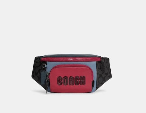 NWT COACH MEN'S TRACK BELT BAG COLORBLOCK SIG W/ COACH CHARCOAL/DENIM C8129 - Picture 11 of 11